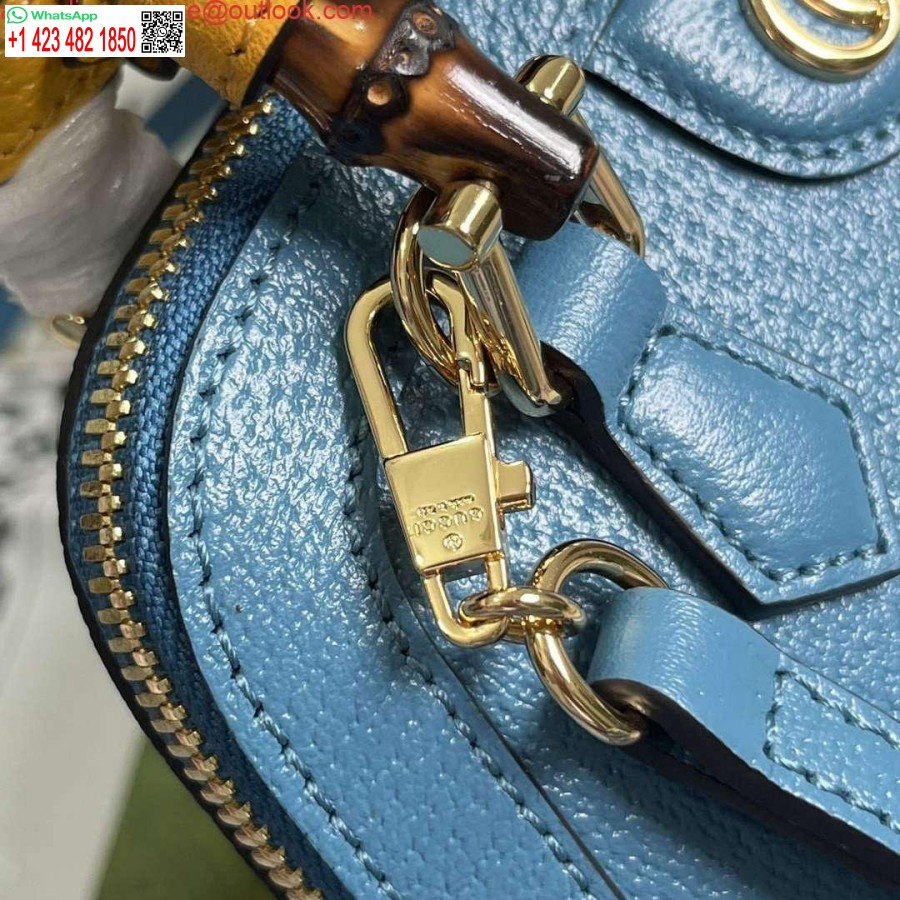 העתק גוצ'י 715775 גוצ'י דיאנה מיני תיק תיק עור כחול