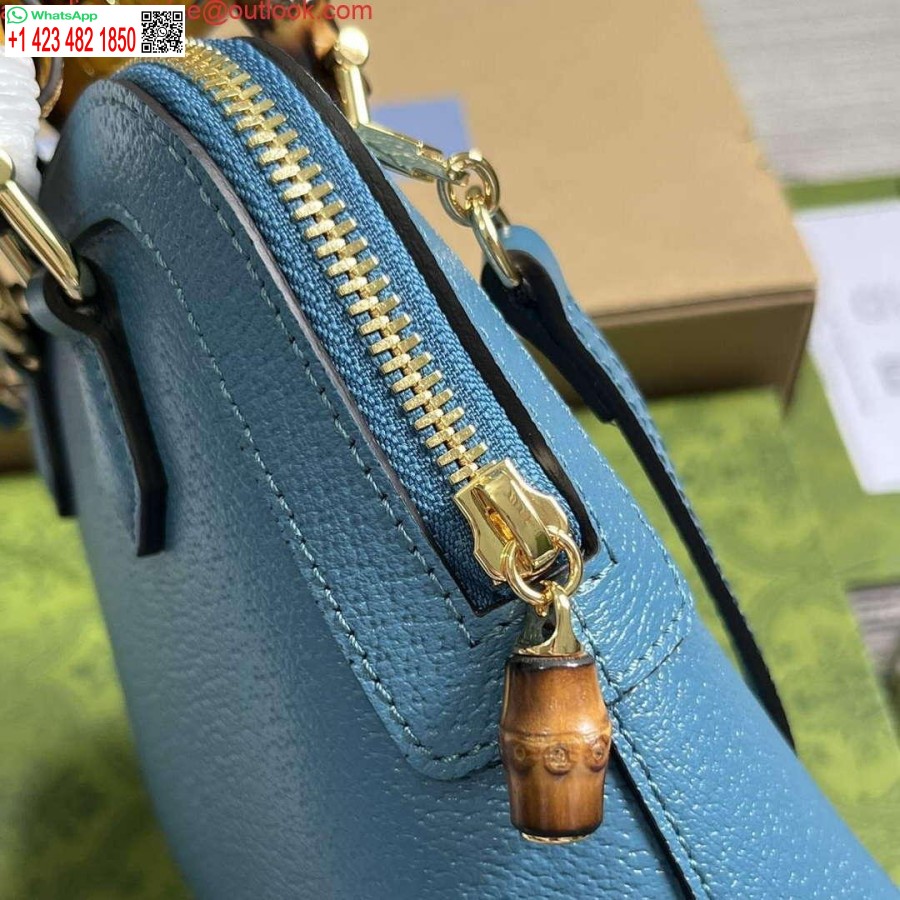 העתק גוצ'י 715775 גוצ'י דיאנה מיני תיק תיק עור כחול