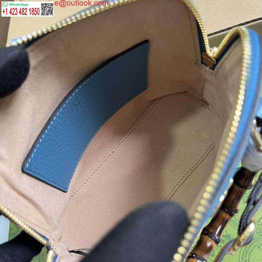 העתק גוצ'י 715775 גוצ'י דיאנה מיני תיק תיק עור כחול