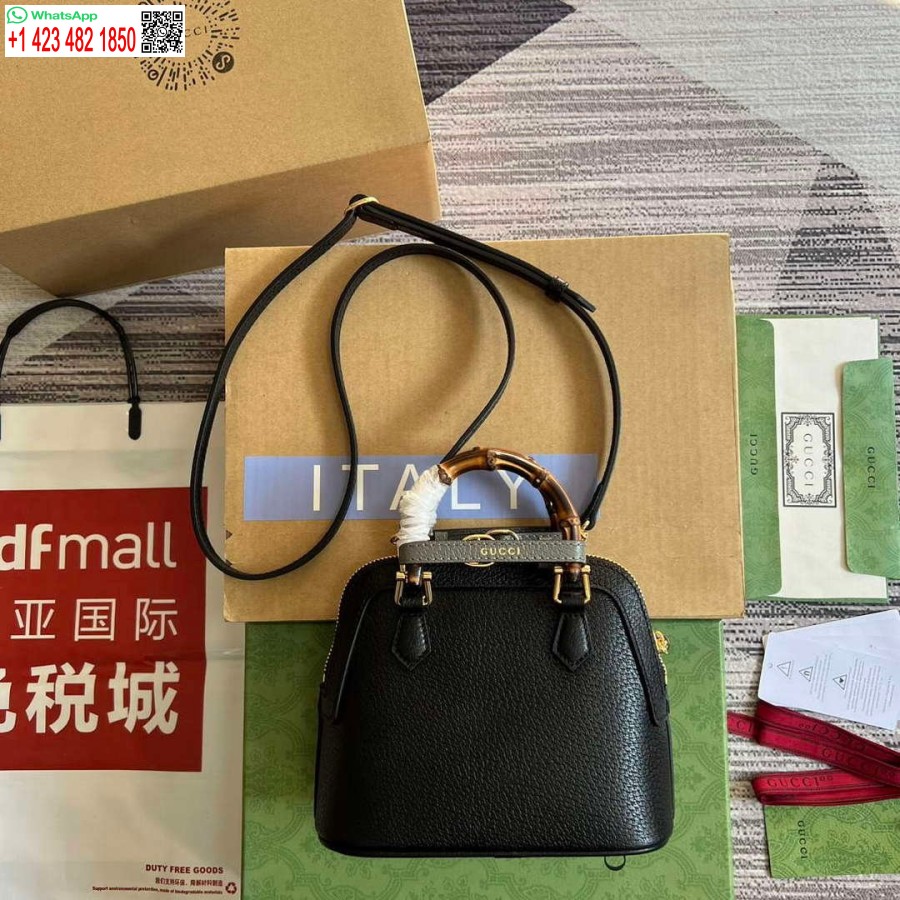 Replica Gucci 715775 Gucci Diana Minikangaskassi Musta Nahka