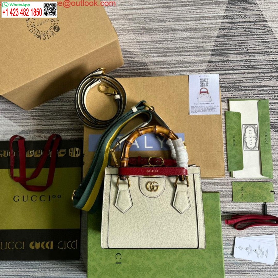 רפליקה גוצ'י 702732 גוצ'י דיאנה מיני תיק עור לבן