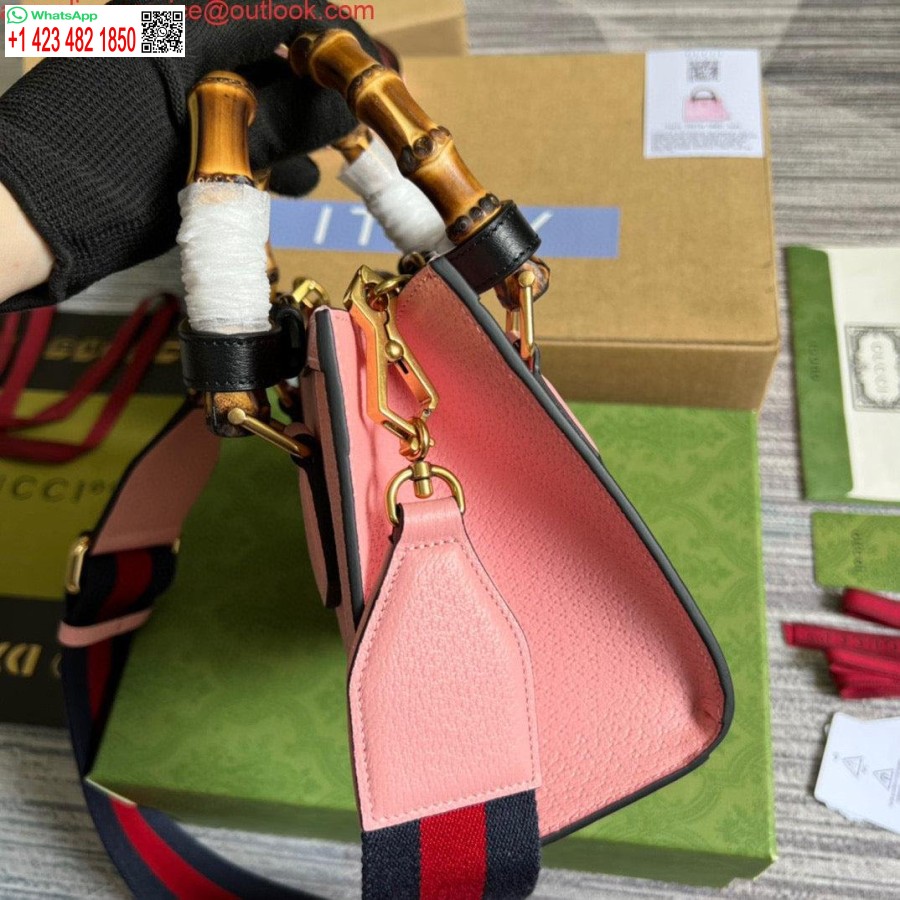 طبق الاصل غوتشي 702732 غوتشي ديانا حمل حقيبة صغيرة من الجلد الوردي
