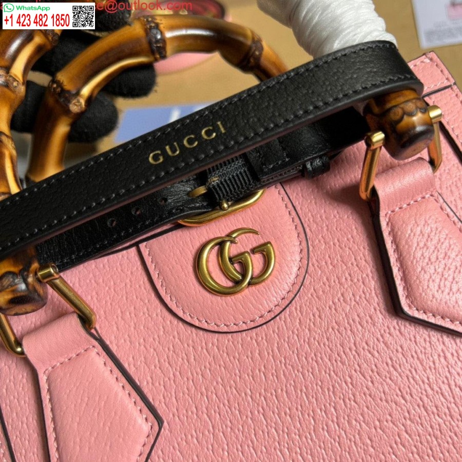 طبق الاصل غوتشي 702732 غوتشي ديانا حمل حقيبة صغيرة من الجلد الوردي
