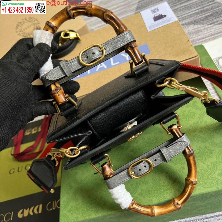 طبق الاصل غوتشي 702732 غوتشي ديانا حمل حقيبة صغيرة من الجلد الأسود