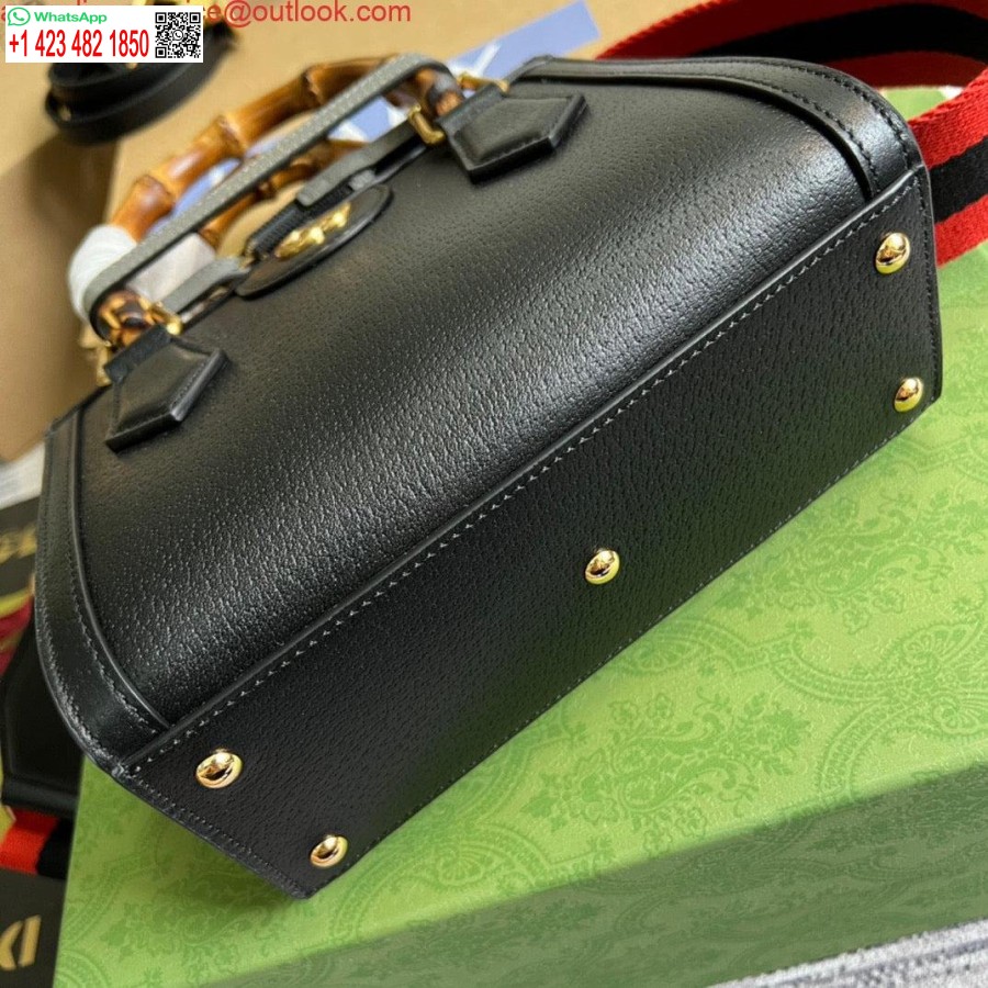 طبق الاصل غوتشي 702732 غوتشي ديانا حمل حقيبة صغيرة من الجلد الأسود