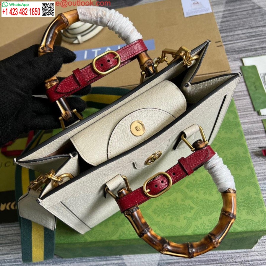 Réplica Gucci 702721 Diana Pequena Sacola De Couro Branco