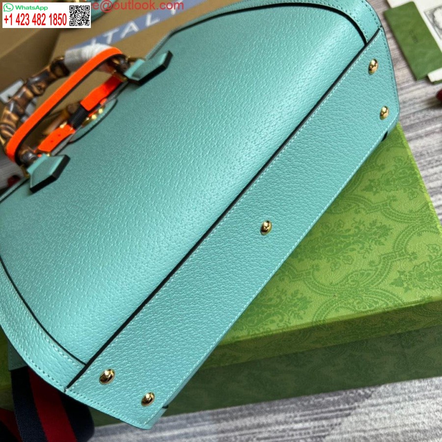 طبق الاصل غوتشي 702721 ديانا حمل حقيبة صغيرة من الجلد الأزرق الفاتح