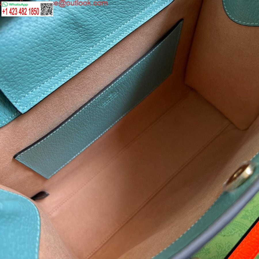 طبق الاصل غوتشي 702721 ديانا حمل حقيبة صغيرة من الجلد الأزرق الفاتح