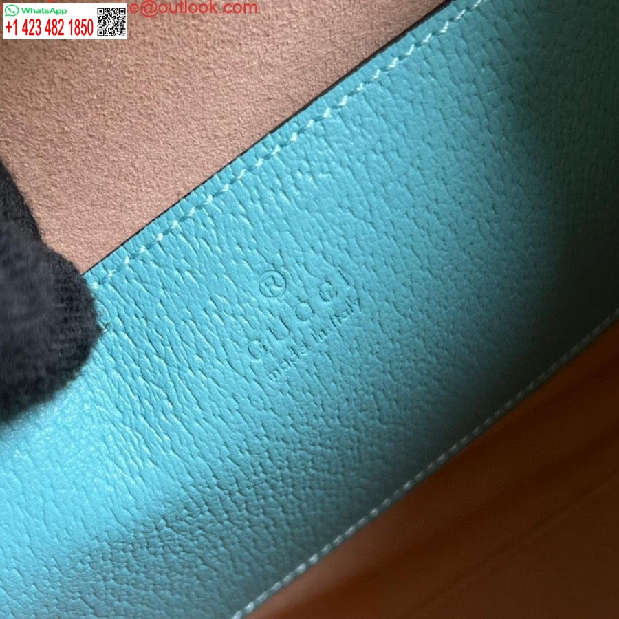 طبق الاصل غوتشي 702721 ديانا حمل حقيبة صغيرة من الجلد الأزرق الفاتح