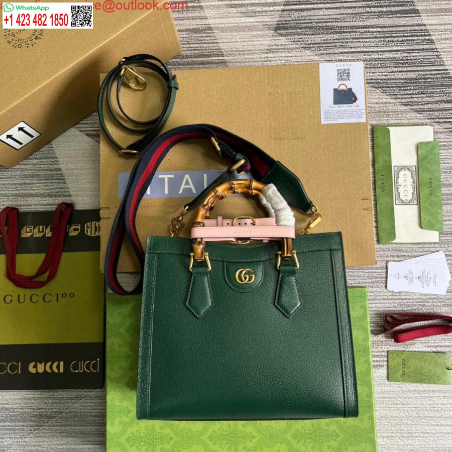 طبق الاصل غوتشي 702721 ديانا حمل حقيبة صغيرة من الجلد الأخضر