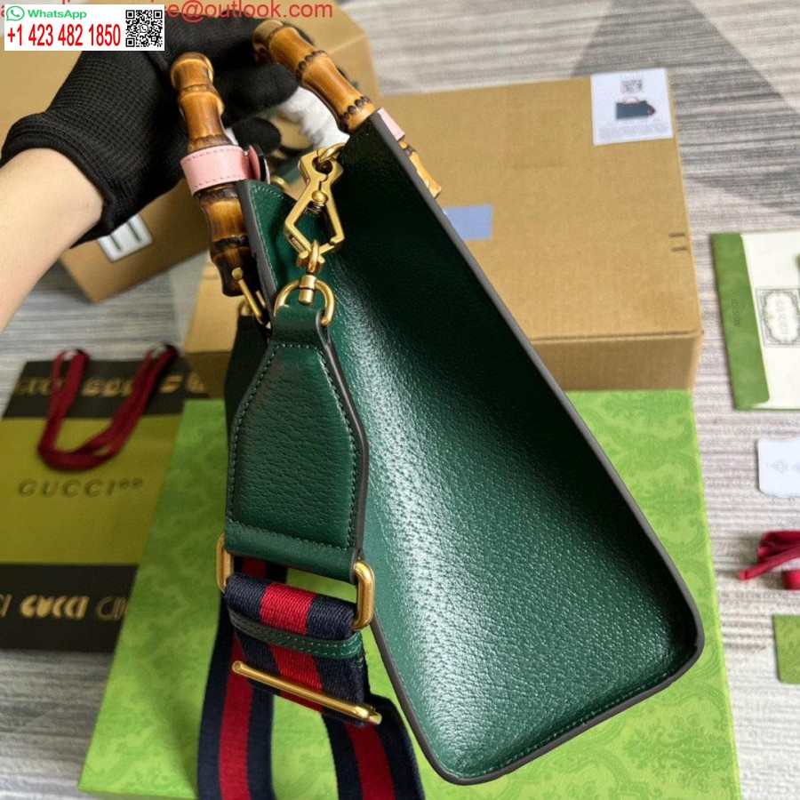 طبق الاصل غوتشي 702721 ديانا حمل حقيبة صغيرة من الجلد الأخضر