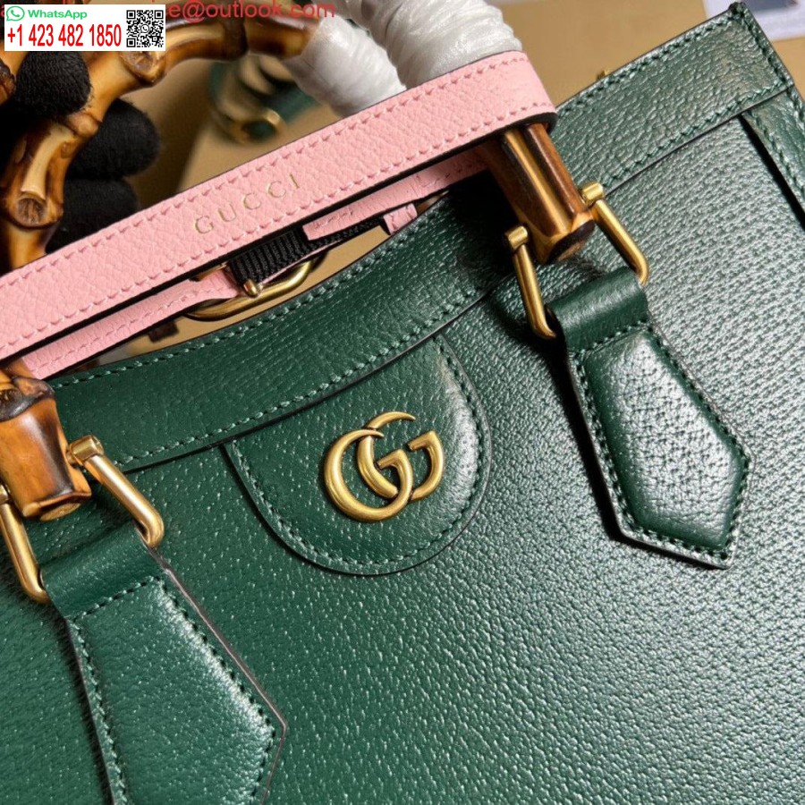 طبق الاصل غوتشي 702721 ديانا حمل حقيبة صغيرة من الجلد الأخضر