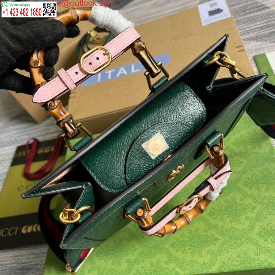طبق الاصل غوتشي 702721 ديانا حمل حقيبة صغيرة من الجلد الأخضر