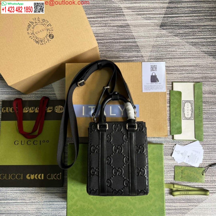 Replika Gucci 696010 Gg Embosovaná Mini Taška čierna