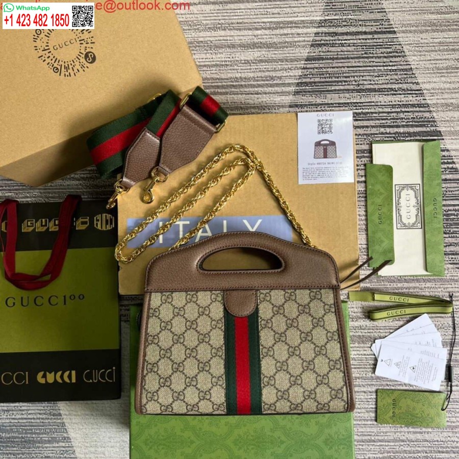 Replika Gucci 693724 Ophidia Malá Kabelka S Pavučinou Hnedá