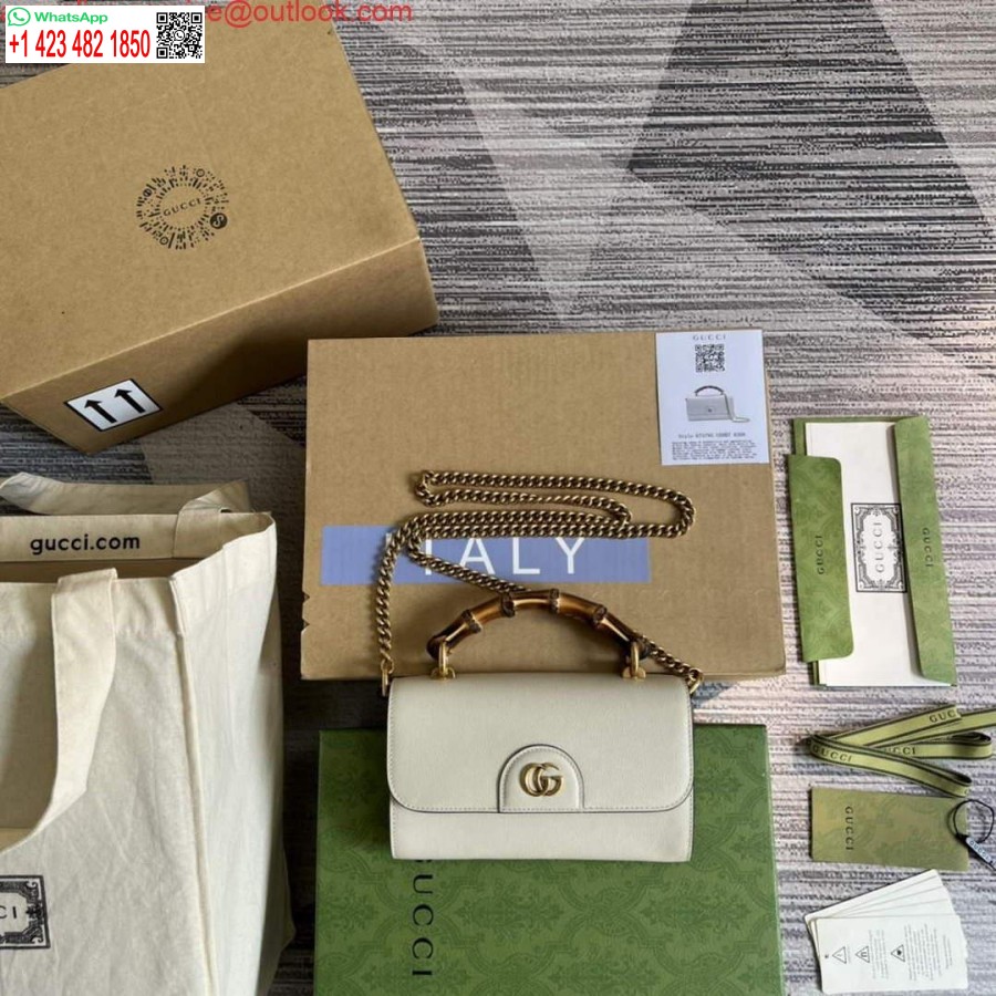Replica Gucci 675795 Gucci Diana Mini Olkalaukku Valkoinen