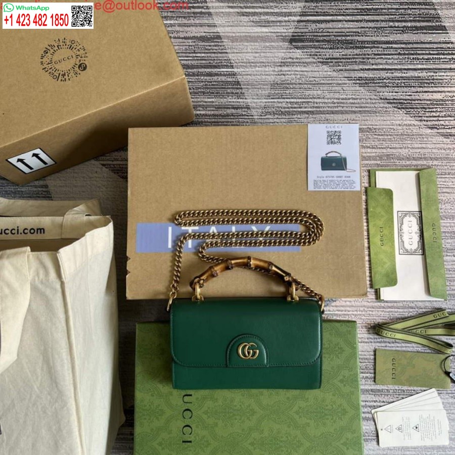 Replica Gucci 675795 Gucci Diana Mini Olkalaukku Vihreä