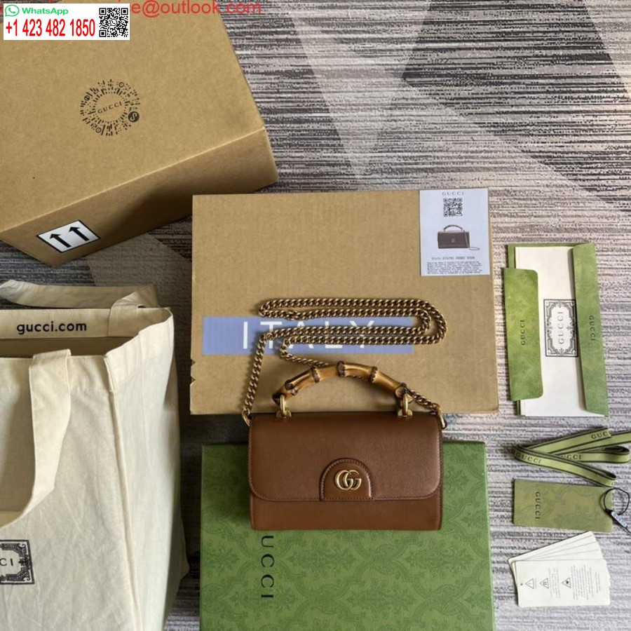 Replica Gucci 675795 Gucci Diana Mini Olkalaukku Ruskea