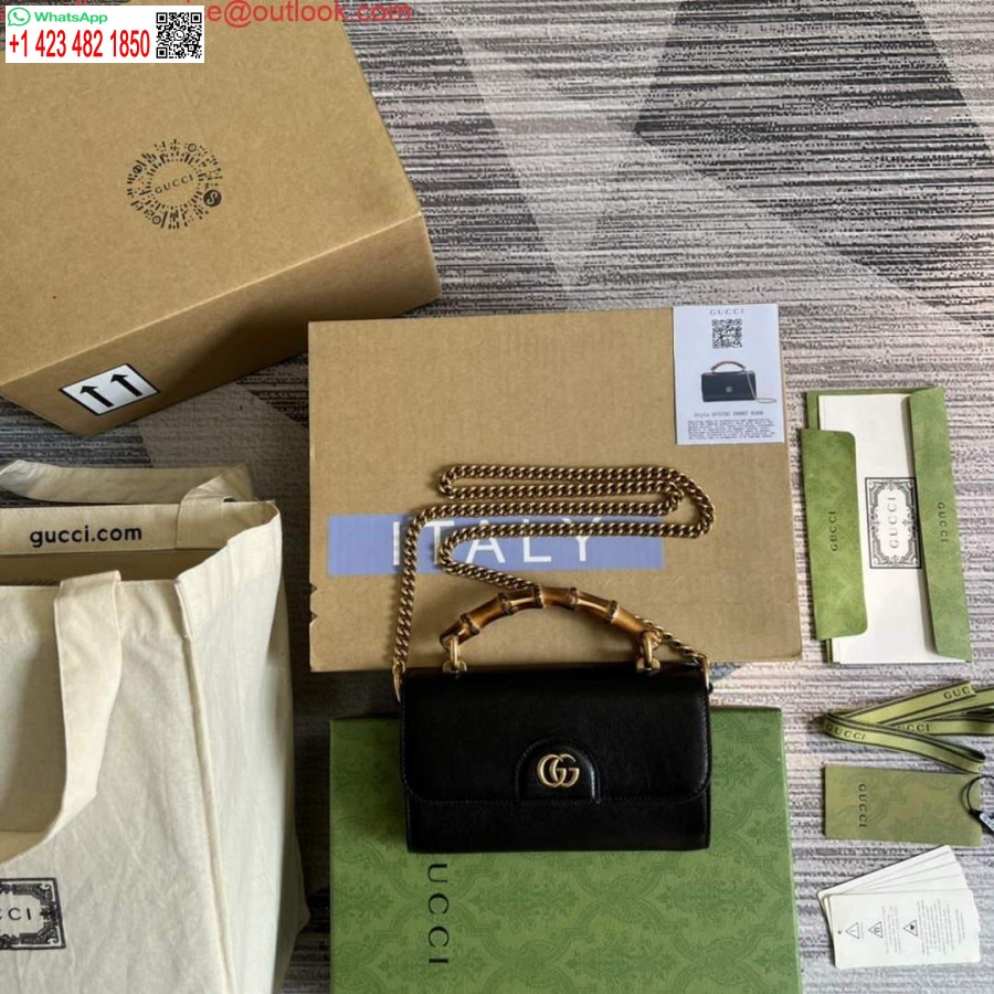 Replica Gucci 675795 Gucci Diana Mini Olkalaukku Musta