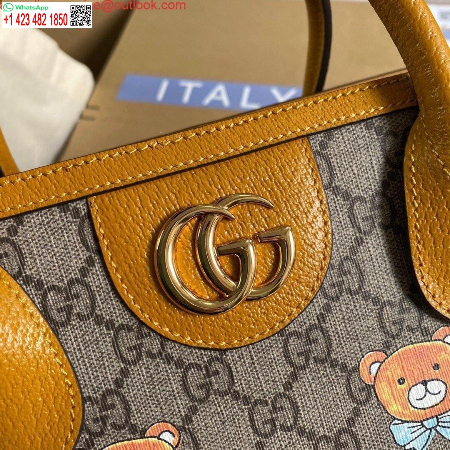 طبق الاصل غوتشي 660531 جي جي كاي التعاون تيدي بير حمل حقيبة تان
