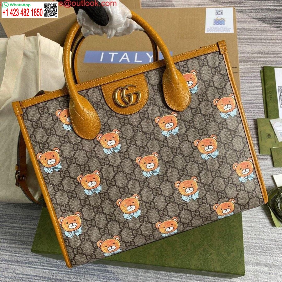 طبق الاصل غوتشي 660531 جي جي كاي التعاون تيدي بير حمل حقيبة تان