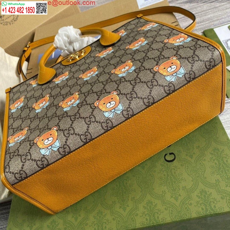 طبق الاصل غوتشي 660531 جي جي كاي التعاون تيدي بير حمل حقيبة تان