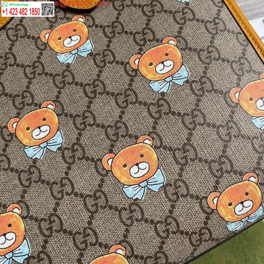 طبق الاصل غوتشي 660531 جي جي كاي التعاون تيدي بير حمل حقيبة تان