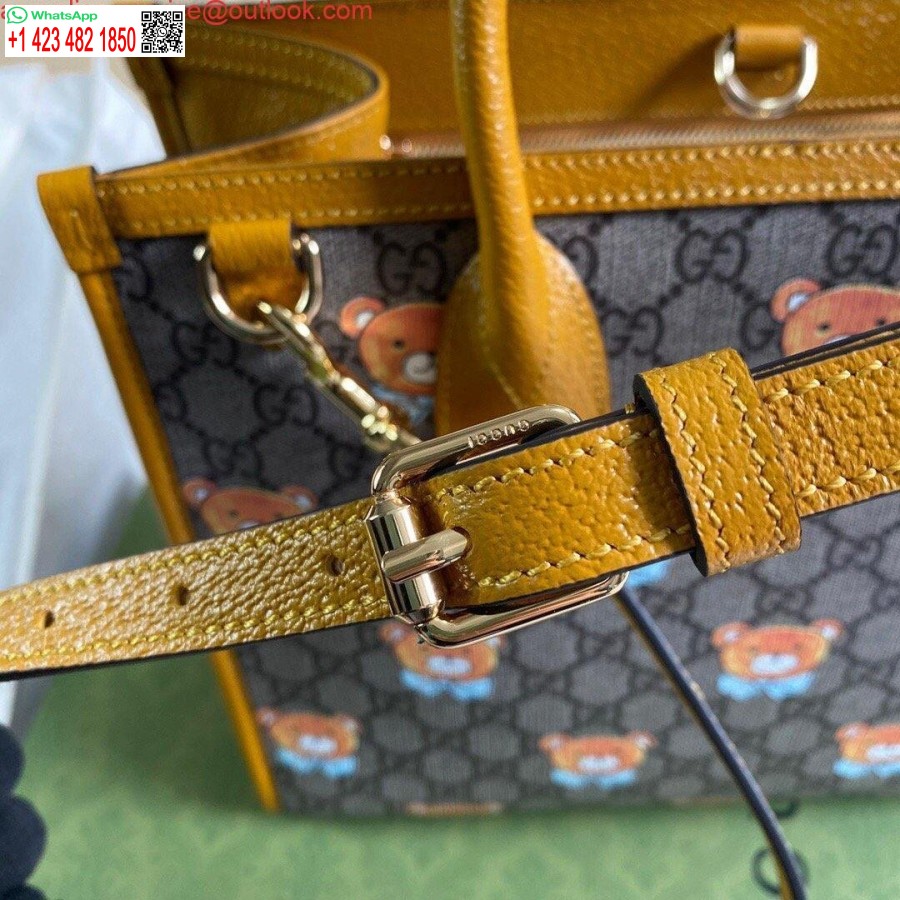 طبق الاصل غوتشي 660531 جي جي كاي التعاون تيدي بير حمل حقيبة تان