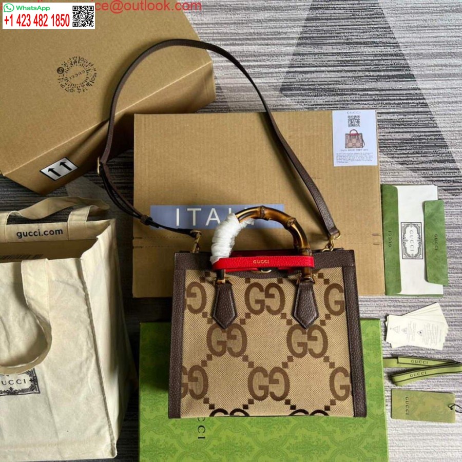 Replika Gucci 660195 Gucci Diana Jumbo Gg Malá Tote Bag Hnedá