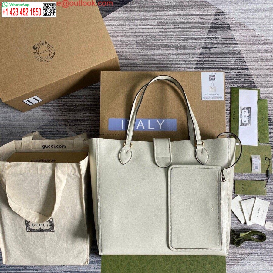 Replika Gucci 649577 Stredná Kabelka S Dvojitou G Bielej Kože