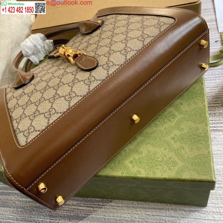 Replika Gucci 649016 Gucci Jackie 1961 Medium Tygväska Brun