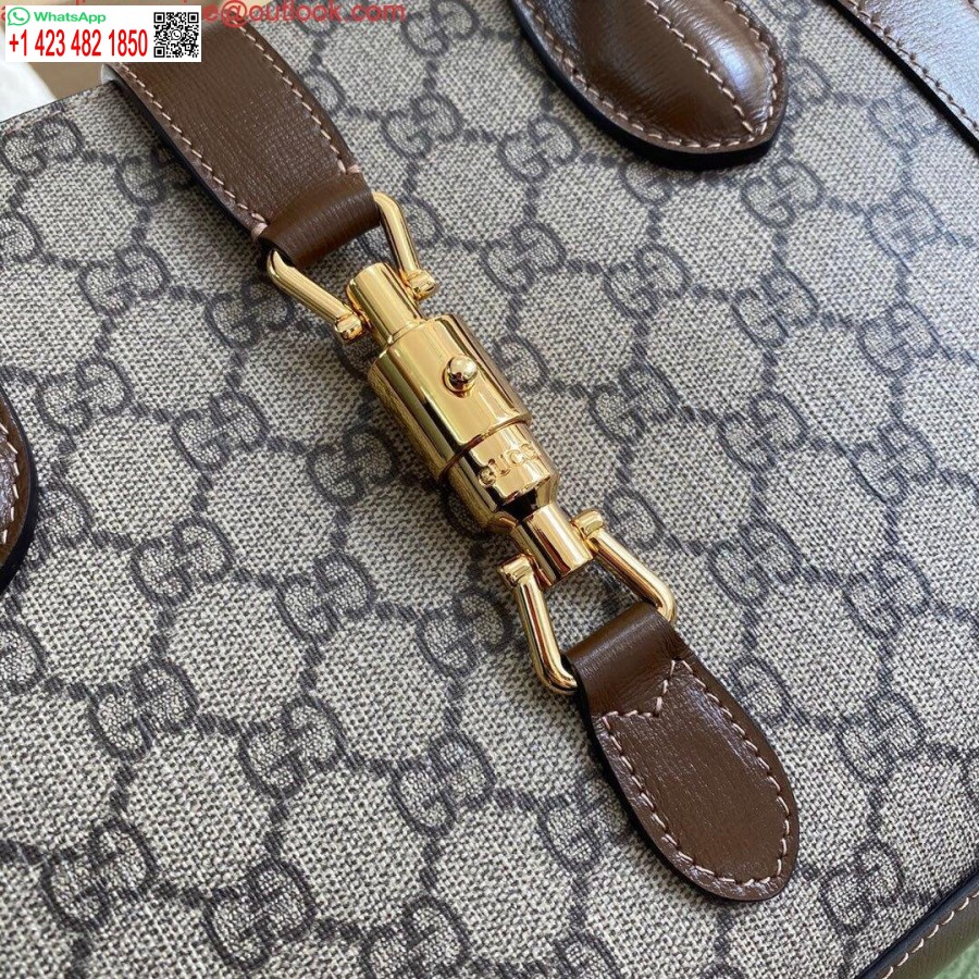 Replika Gucci 649016 Gucci Jackie 1961 Medium Tygväska Brun