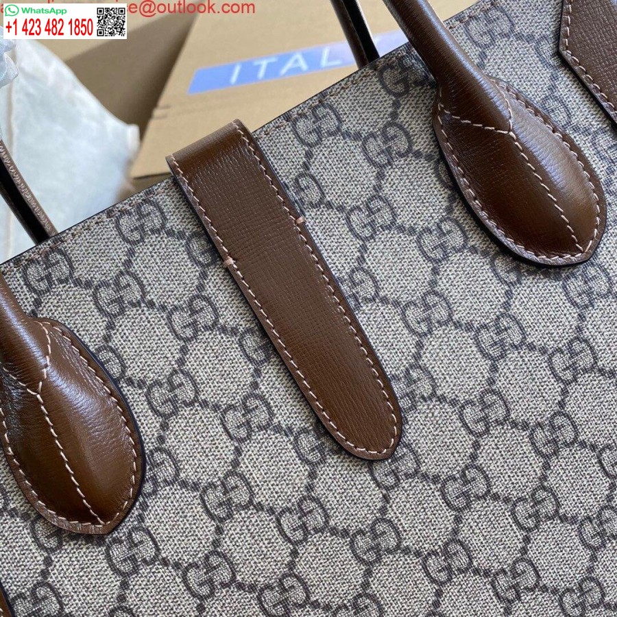 Replika Gucci 649016 Gucci Jackie 1961 Medium Tygväska Brun