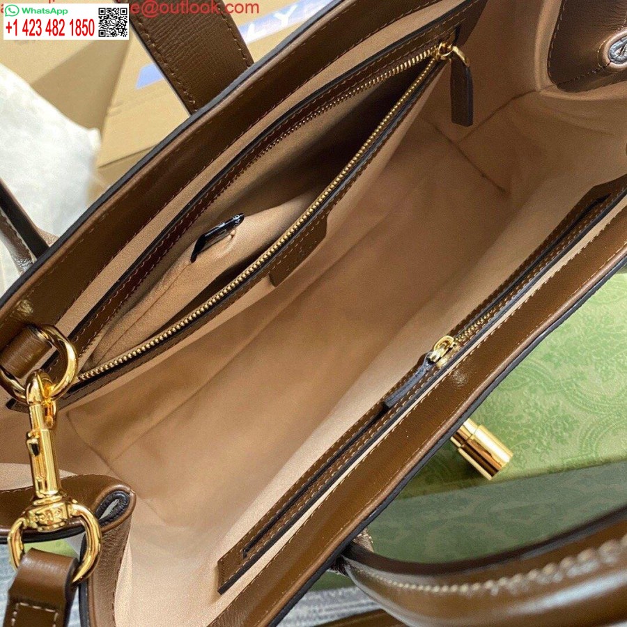 Replika Gucci 649016 Gucci Jackie 1961 Medium Tygväska Brun