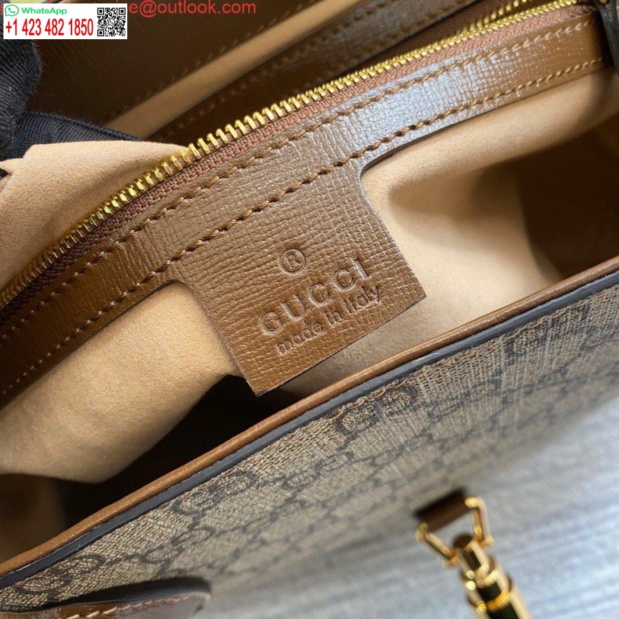 Replika Gucci 649016 Gucci Jackie 1961 Medium Tygväska Brun