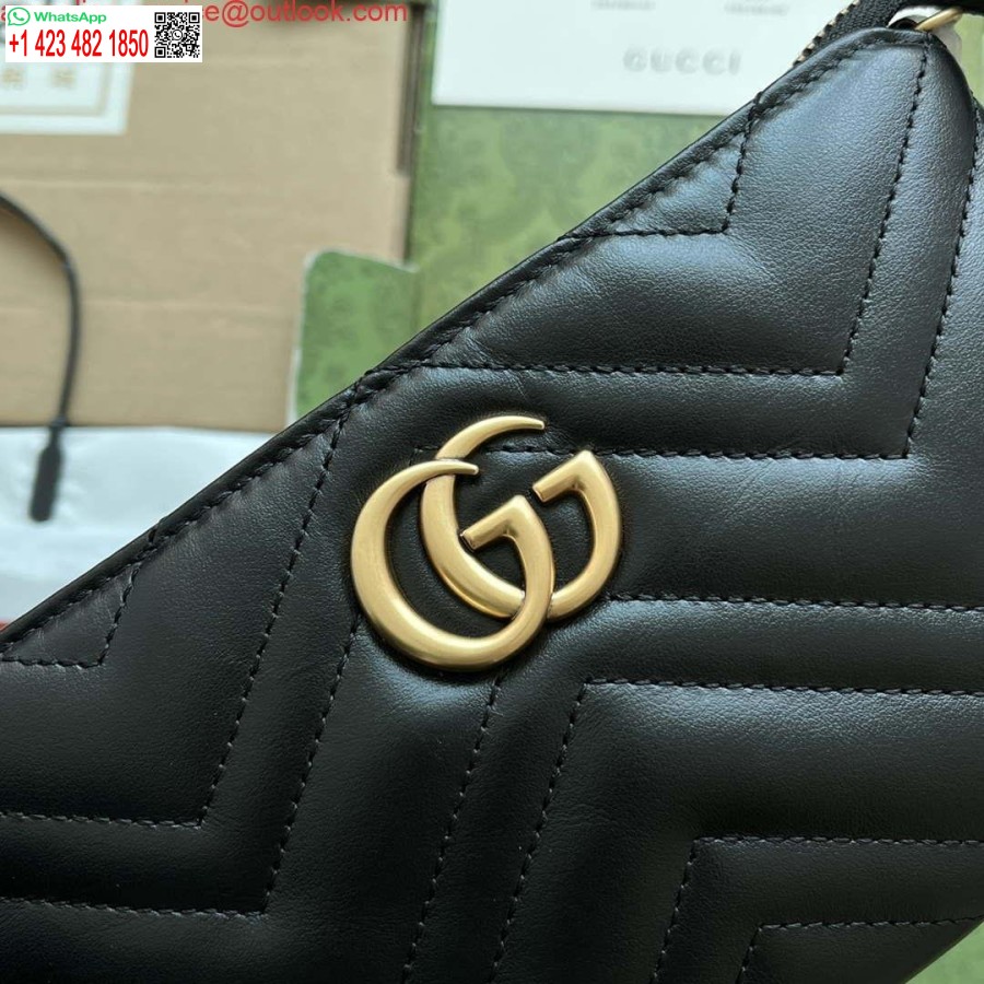 Replica Gucci 443447 Gg Marmont Pénztárca Fekete Bőr Lánccal