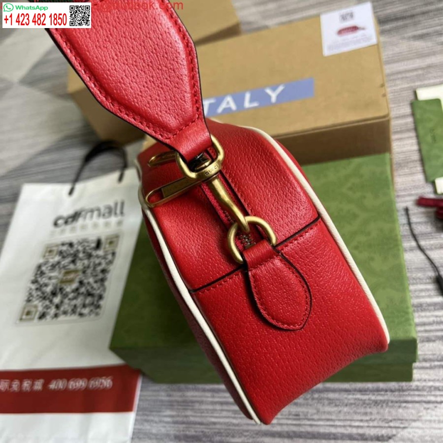 ماکت کیف شانه ای کوچک آدیداس X گوچی 702427 چرم قرمز