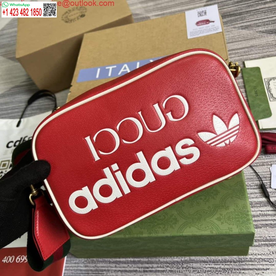 ماکت کیف شانه ای کوچک آدیداس X گوچی 702427 چرم قرمز