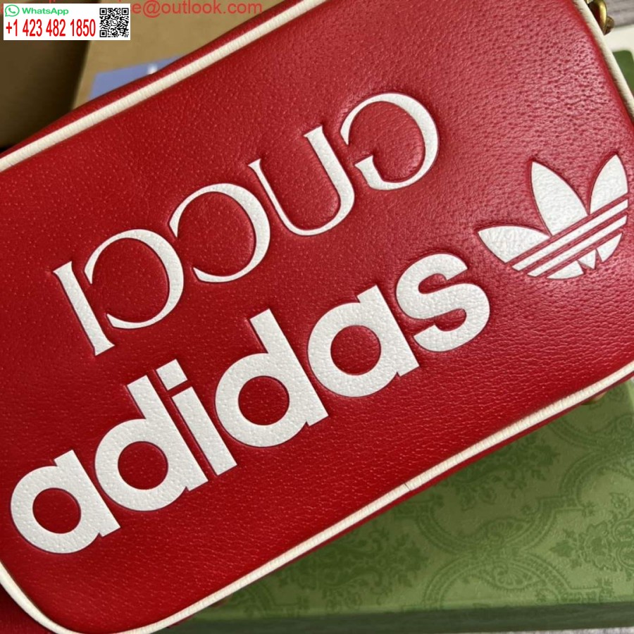 ماکت کیف شانه ای کوچک آدیداس X گوچی 702427 چرم قرمز