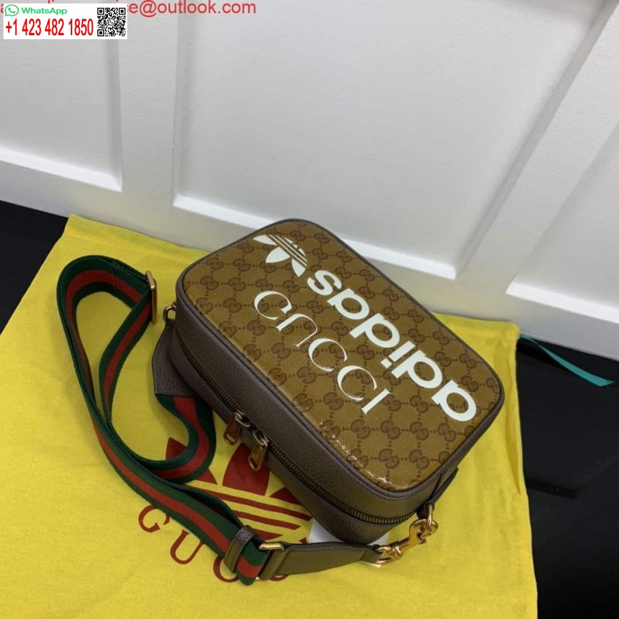 Replika Adidas X Gucci Kis Válltáska 702427 Bézs és Barna Gg Vászon