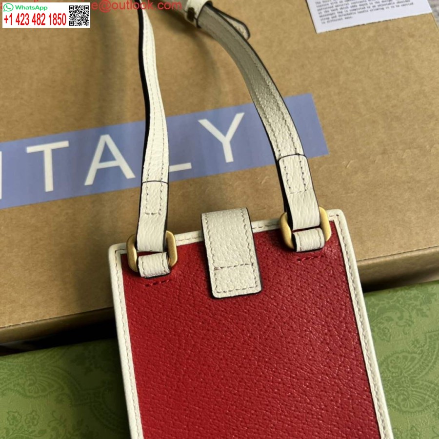Replika Adidas X Gucci Telefonska Torbica 702203 Crvena I Prljavo Bijela Koža