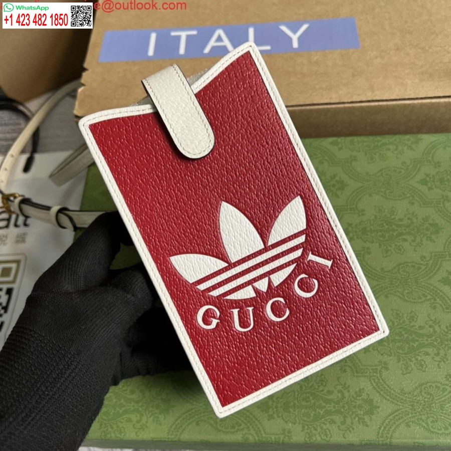 Replika Adidas X Gucci Telefonska Torbica 702203 Crvena I Prljavo Bijela Koža