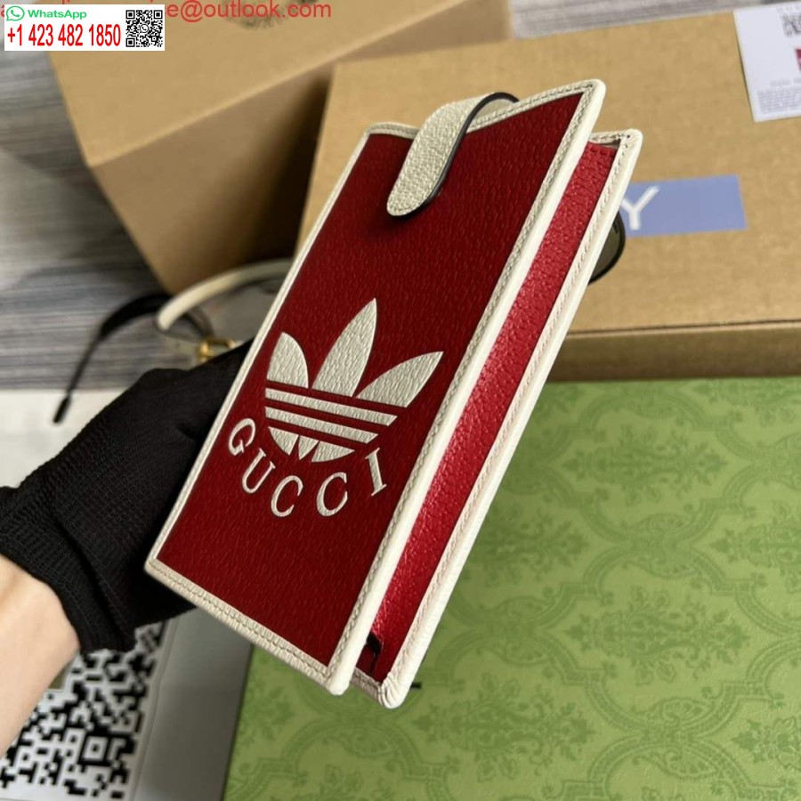 Replika Adidas X Gucci Telefonska Torbica 702203 Crvena I Prljavo Bijela Koža
