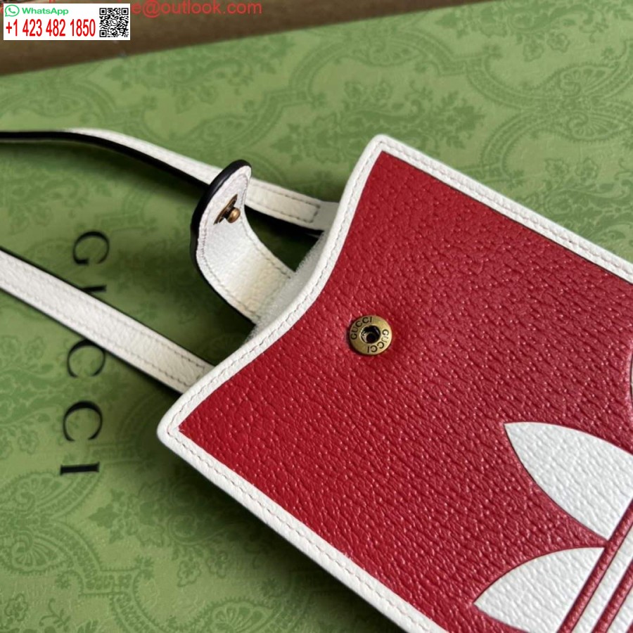 Replika Adidas X Gucci Telefonska Torbica 702203 Crvena I Prljavo Bijela Koža