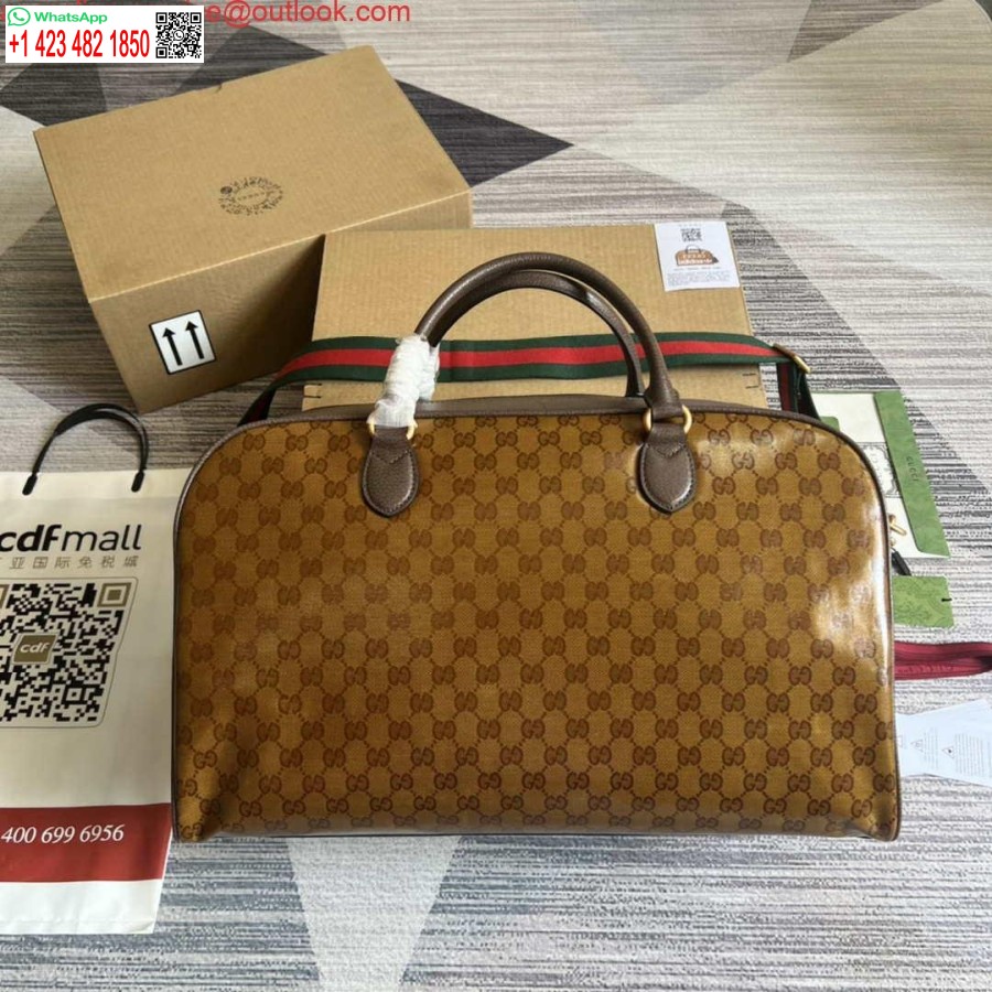 نسخة طبق الأصل من حقيبة أديداس × غوتشي الكبيرة 702422 باللون البني