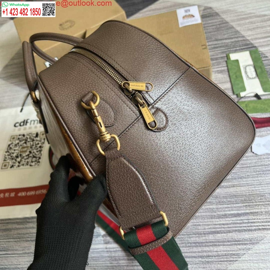 نسخة طبق الأصل من حقيبة أديداس × غوتشي الكبيرة 702422 باللون البني
