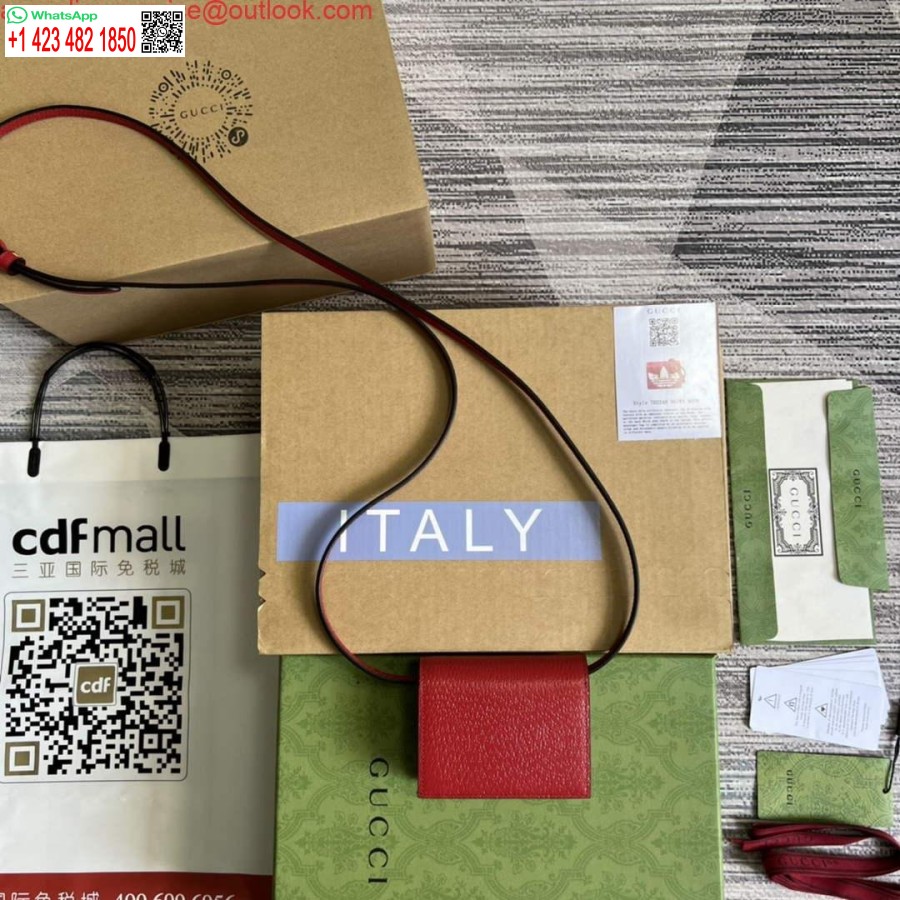 העתק נרתיק כרטיס Adidas X Gucci עם Horsebit 702248 בגוון לבן ואדום