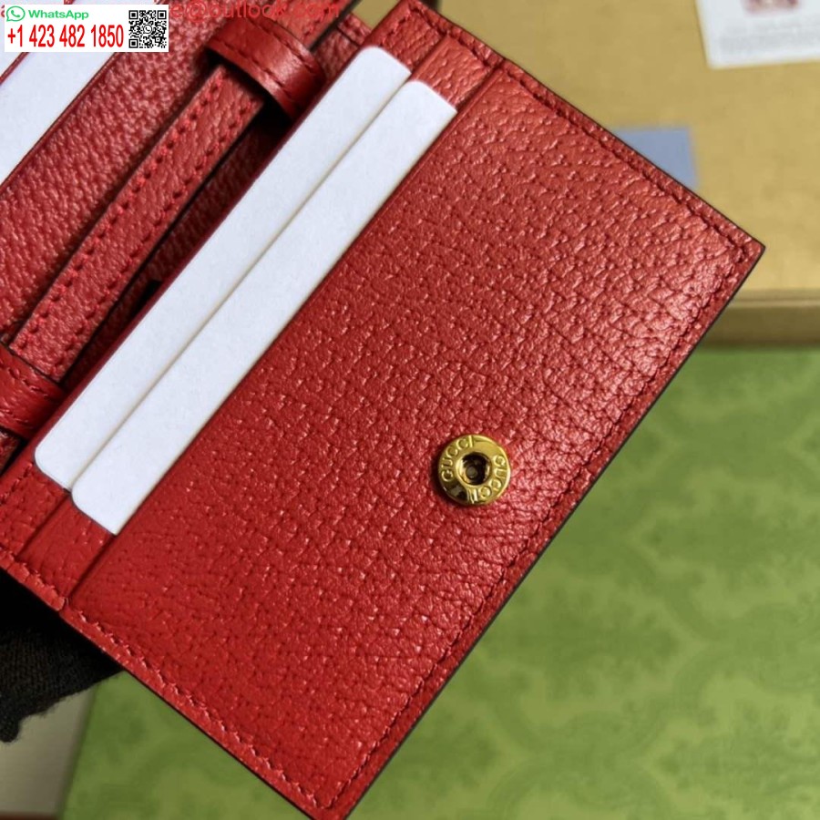 העתק נרתיק כרטיס Adidas X Gucci עם Horsebit 702248 בגוון לבן ואדום