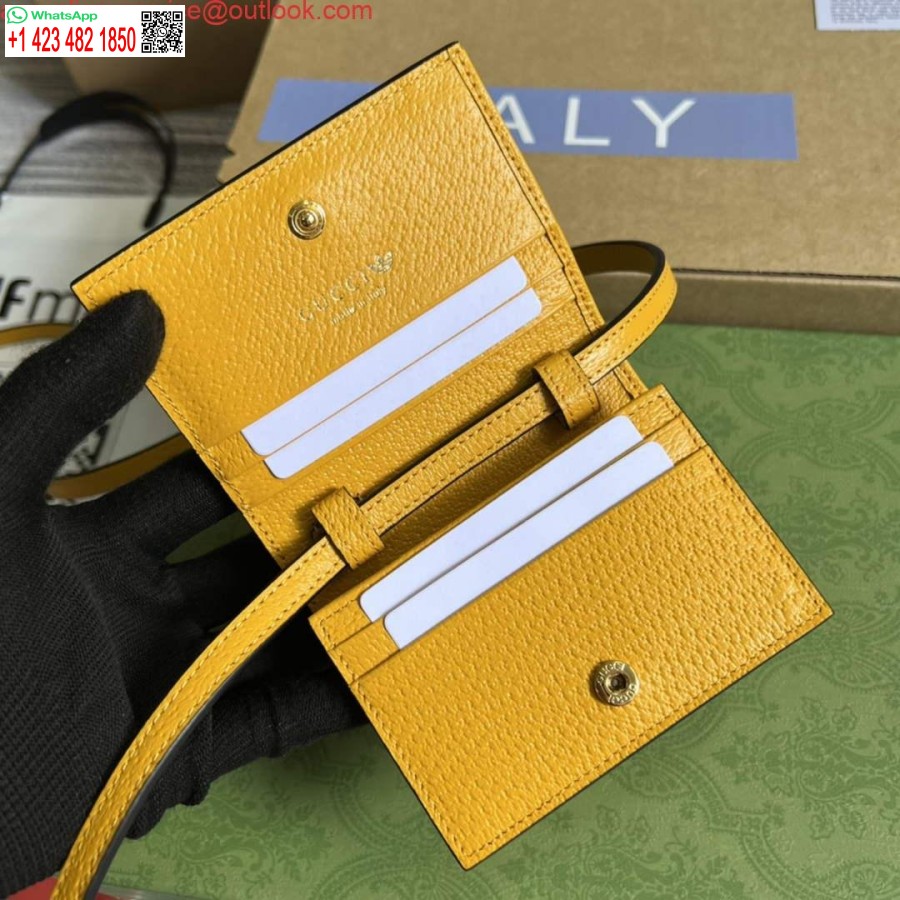 Replica Adidas X Gucci Kortelių Dėklas Su Arklio Bitu 702248 Nejuda Ir Geltona Oda