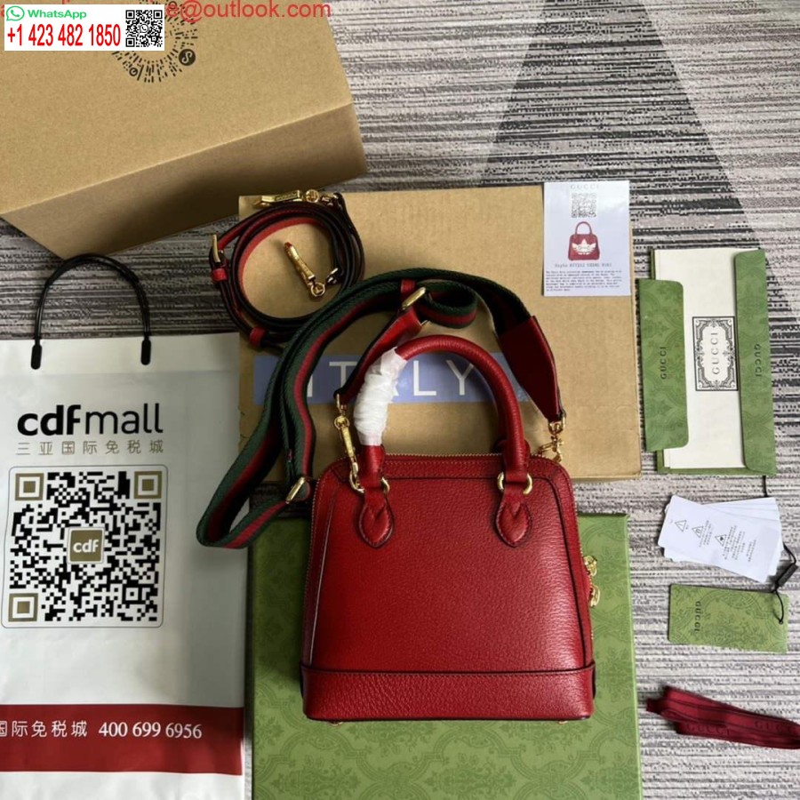 طبق الأصل أديداس X غوتشي 677212 هورسبيت 1955 حقيبة صغيرة من الجلد الأحمر والأبيض